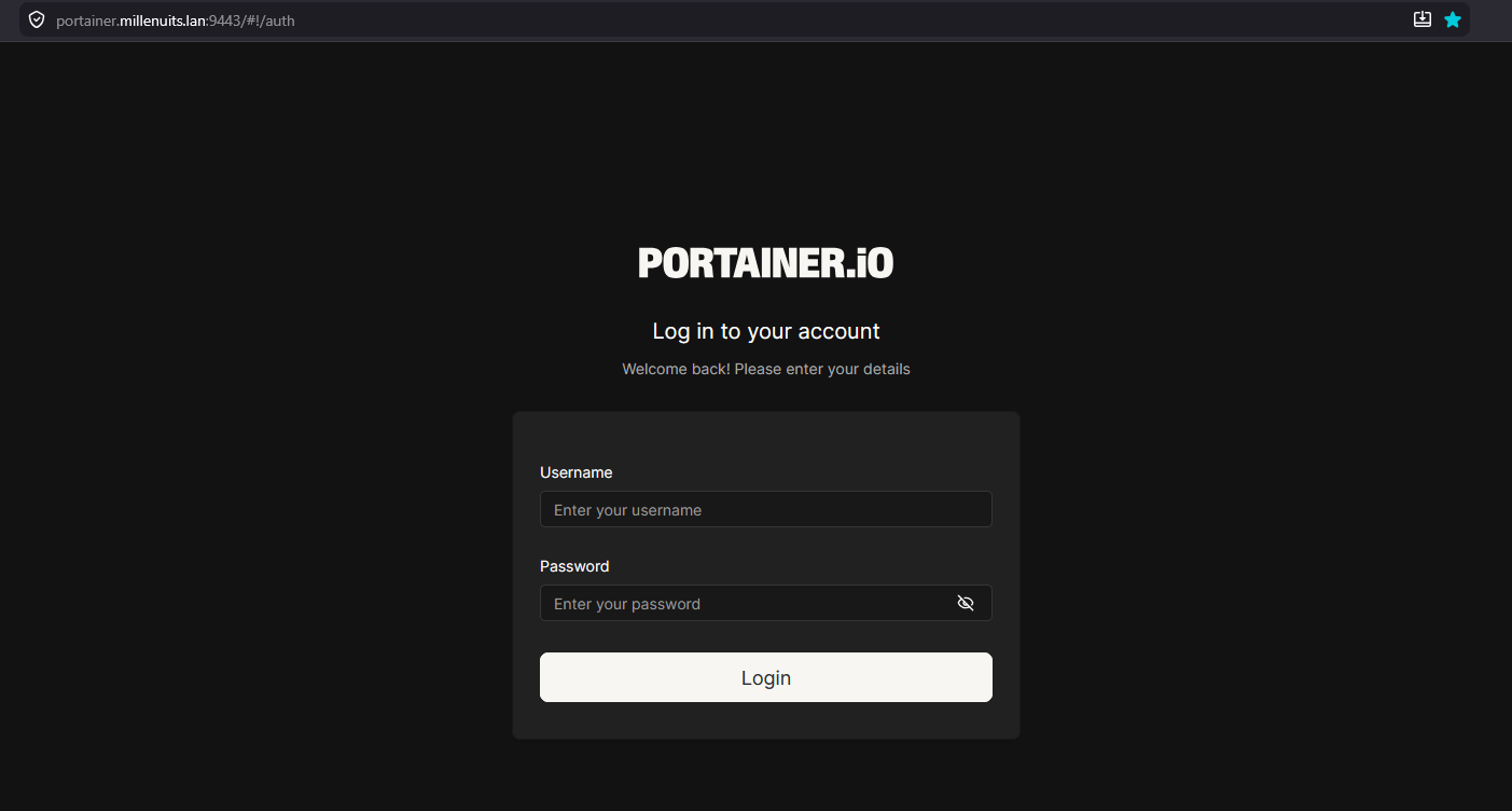 Portainer - connexion