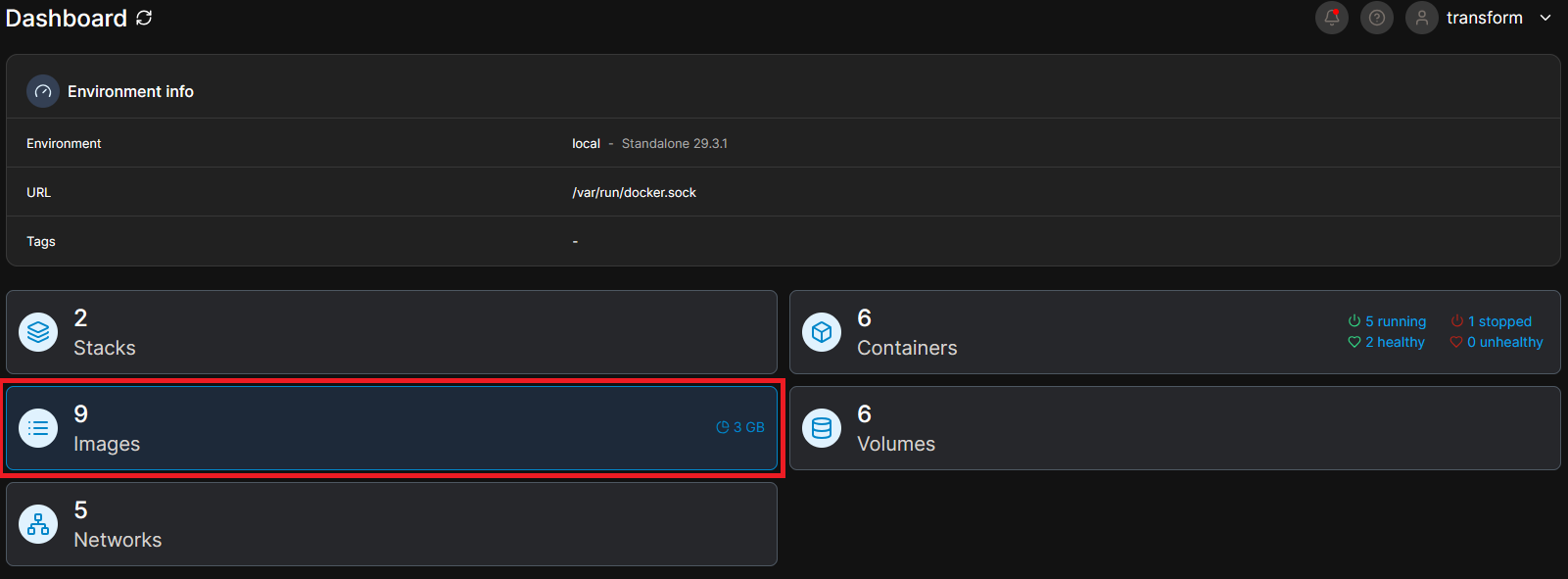 Portainer - selecion option image